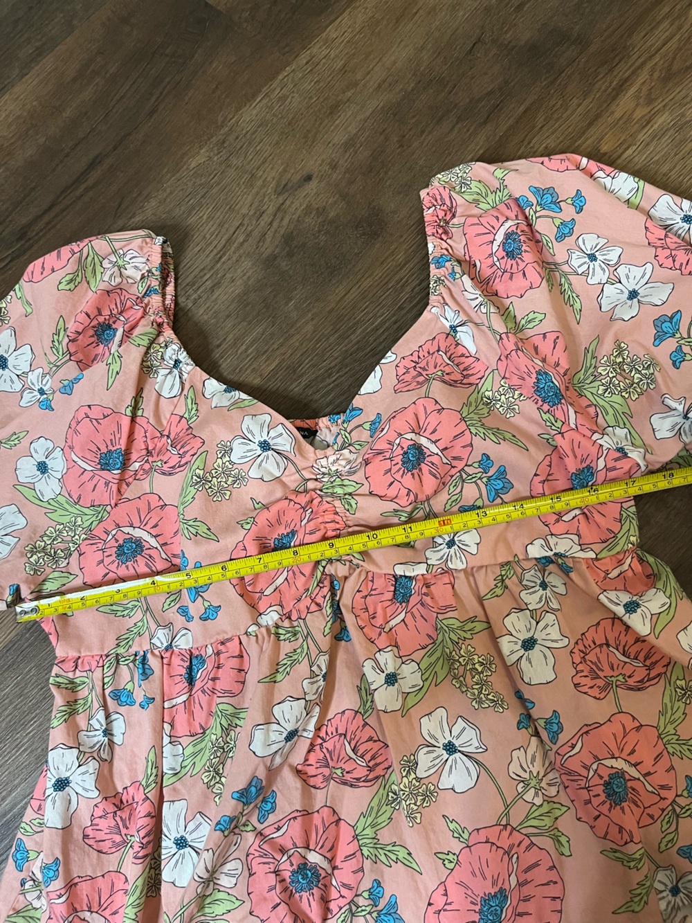 Versona Coral Floral Puff-Sleeve Babydoll Blouse Y2K Inspired - Picture 4 of 8